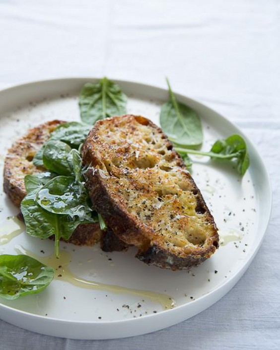 1. Savory Parmesan French Toast With Spinach