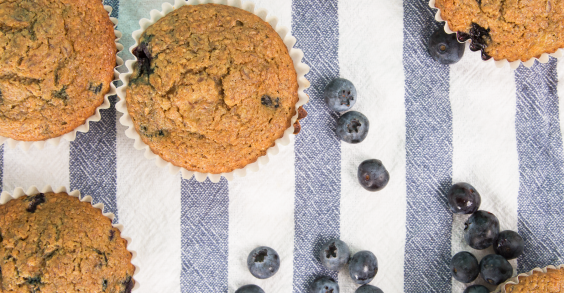 34 Healthy Breakfasts for Mornings on the Run: Whole-Wheat Banana Blueberry Flax Muffins