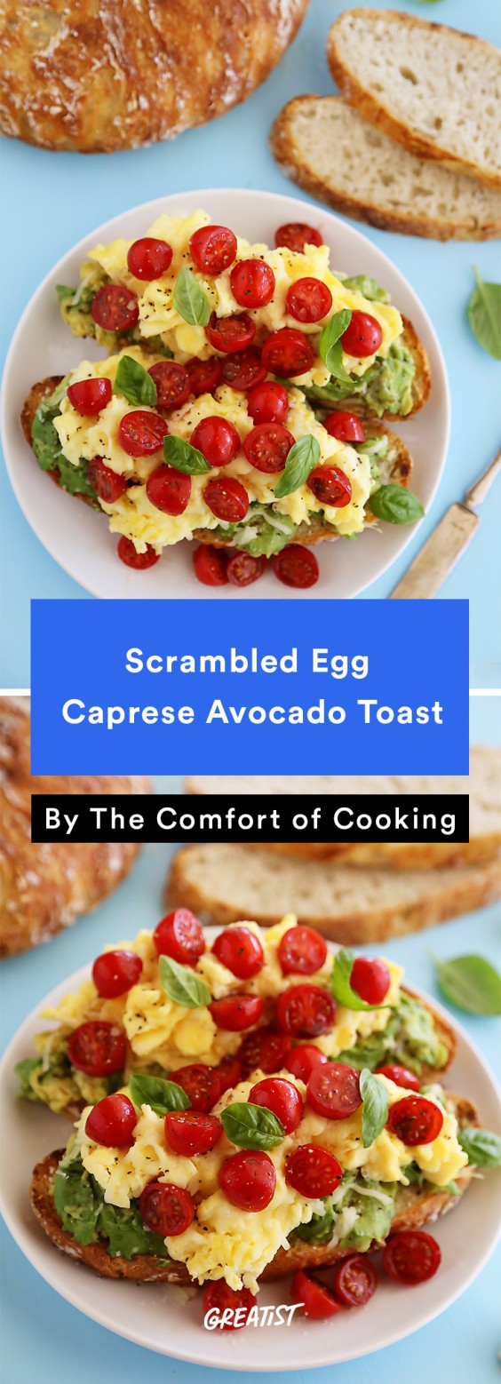 Scrambled Egg Recipes: Scrambled Egg Caprese Avocado Toast