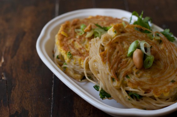 Curried Noodle Patties Made From Leftover Pasta