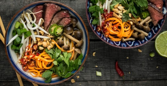 Beef Pho With Beech Mushrooms and Sweet Potato Noodles