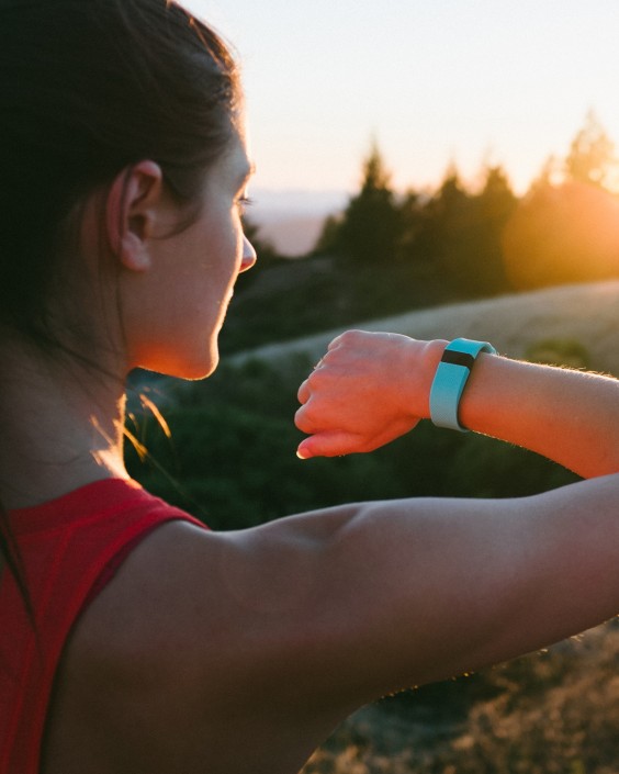 Young Woman Wearing Fitbit to Count Steps