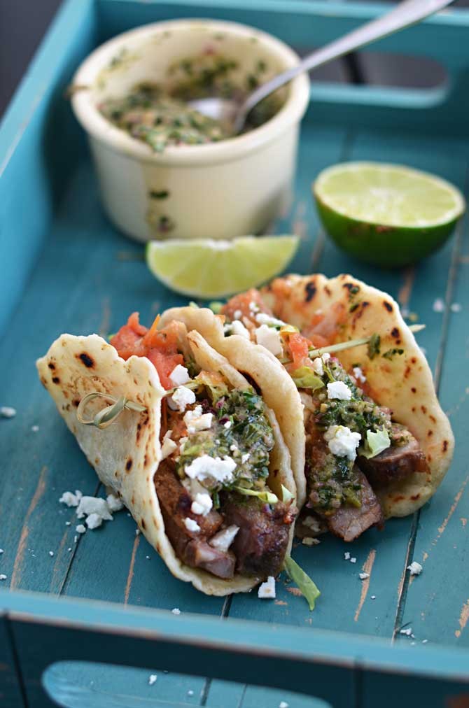 Healthy Tacos: Grilled Steak With Chimichurri Sauce