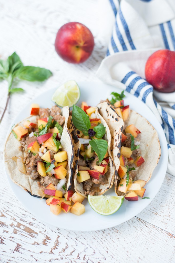 Healthy Tacos: 20 Minute Turkey With Peach-Basil Salsa
