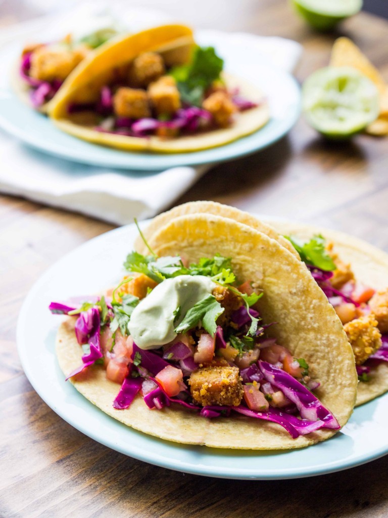 Healthy Tacos: Tortilla Chip Crusted Tempeh Tacos