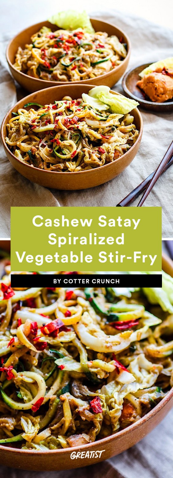 Cashew Satay Spiralized Vegetable Stir-Fry