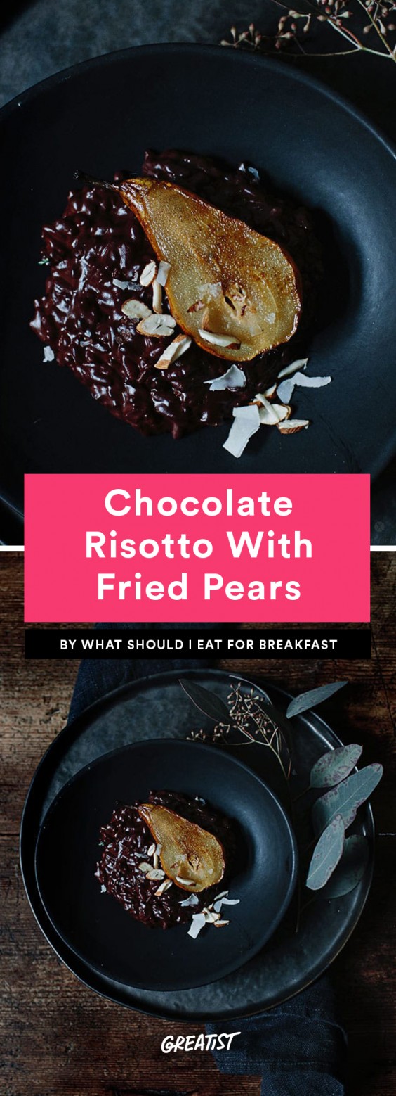 Chocolate Risotto With Fried Pears