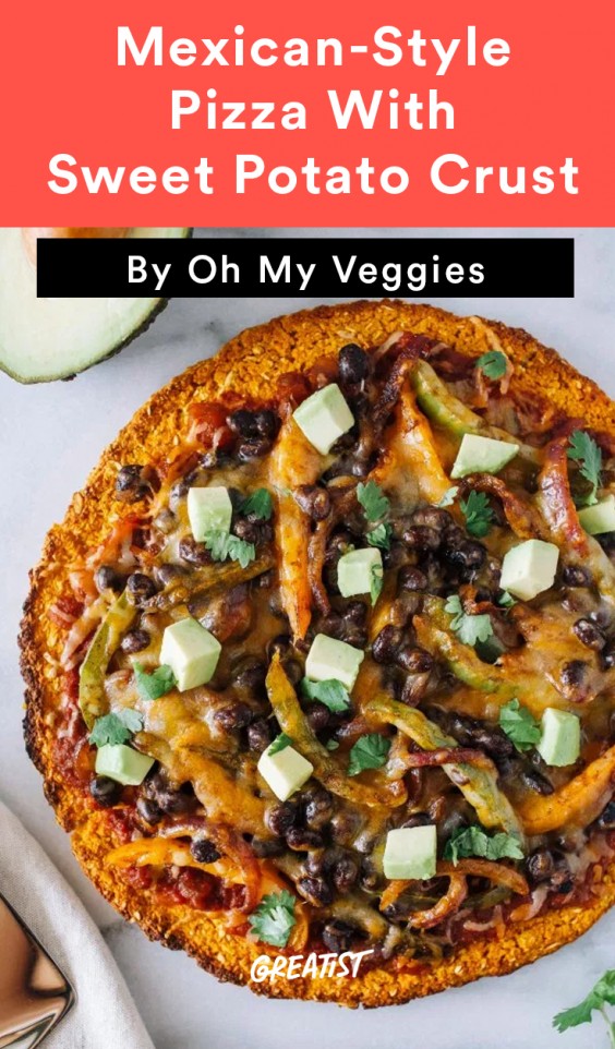 Mexican-style pizza with sweet potato crust