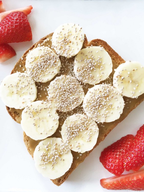 Nut Butter, Banana, and Chia Seed Toast