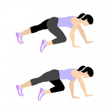 Illustration of a woman doing a bear crawl